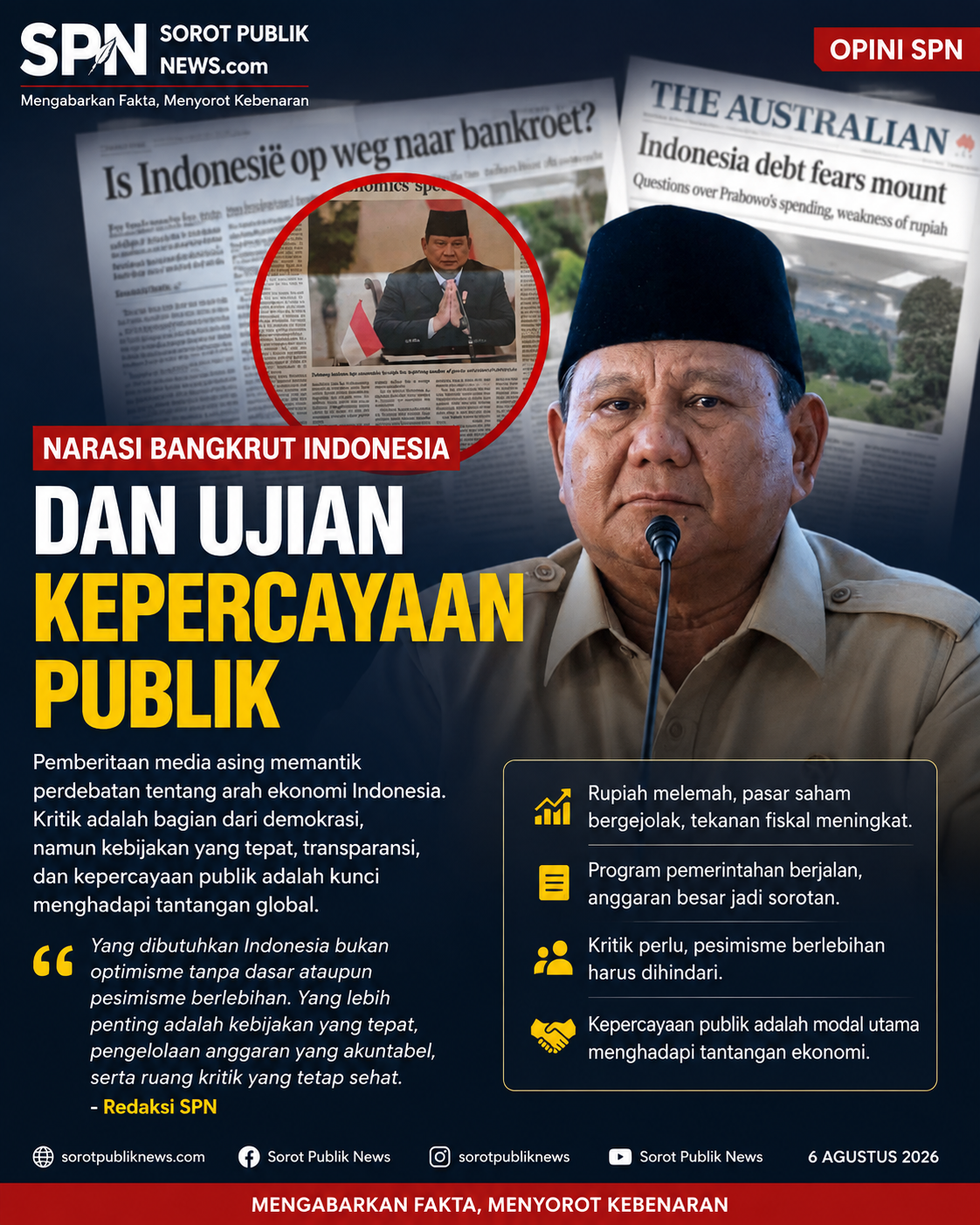 Narasi Bangkrut Indonesia dan Ujian Kepercayaan Publik