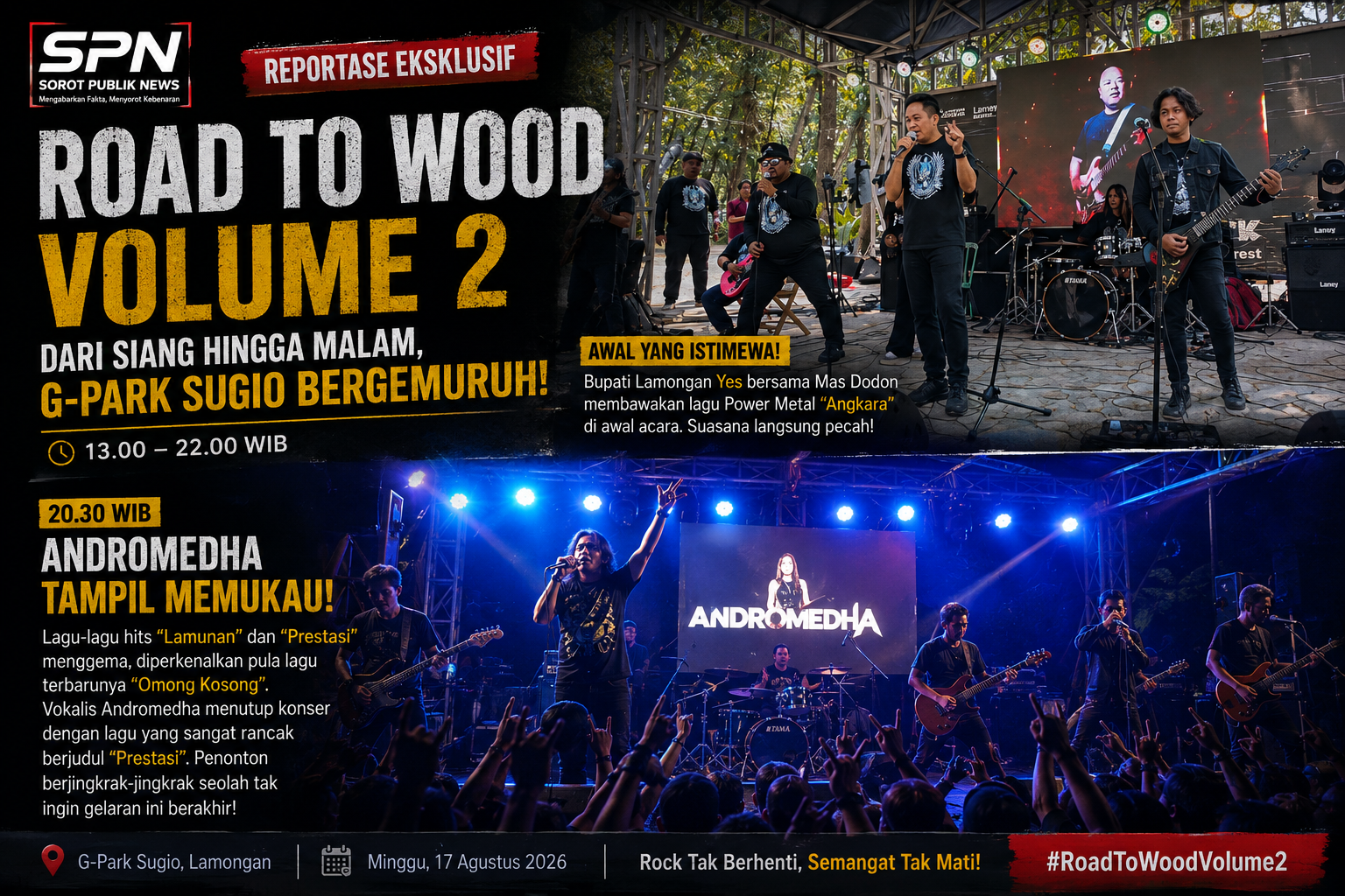 Road to Wood Volume 2 Menggelegar di G-Park Sugio, Dari Laskar Metal hingga Andromedha
