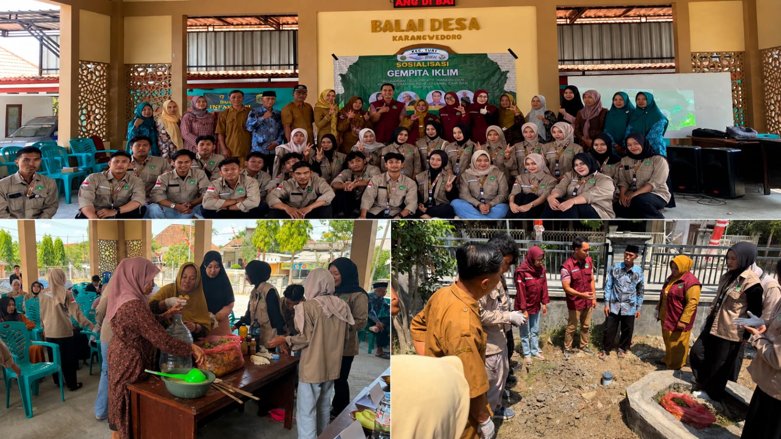 Gempita Iklim Wujudkan Desa Sehat Iklim, Mahasiswa KKN UNISLA Edukasi Pilah Sampah, POC, dan Biopori di Karangwedoro